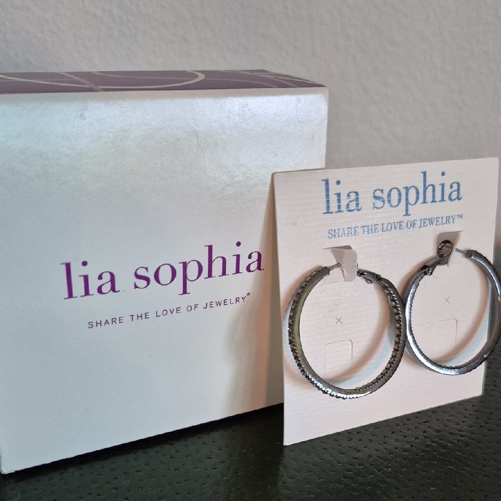 Lia Sophia Shimmering Silver Hoop Earrings